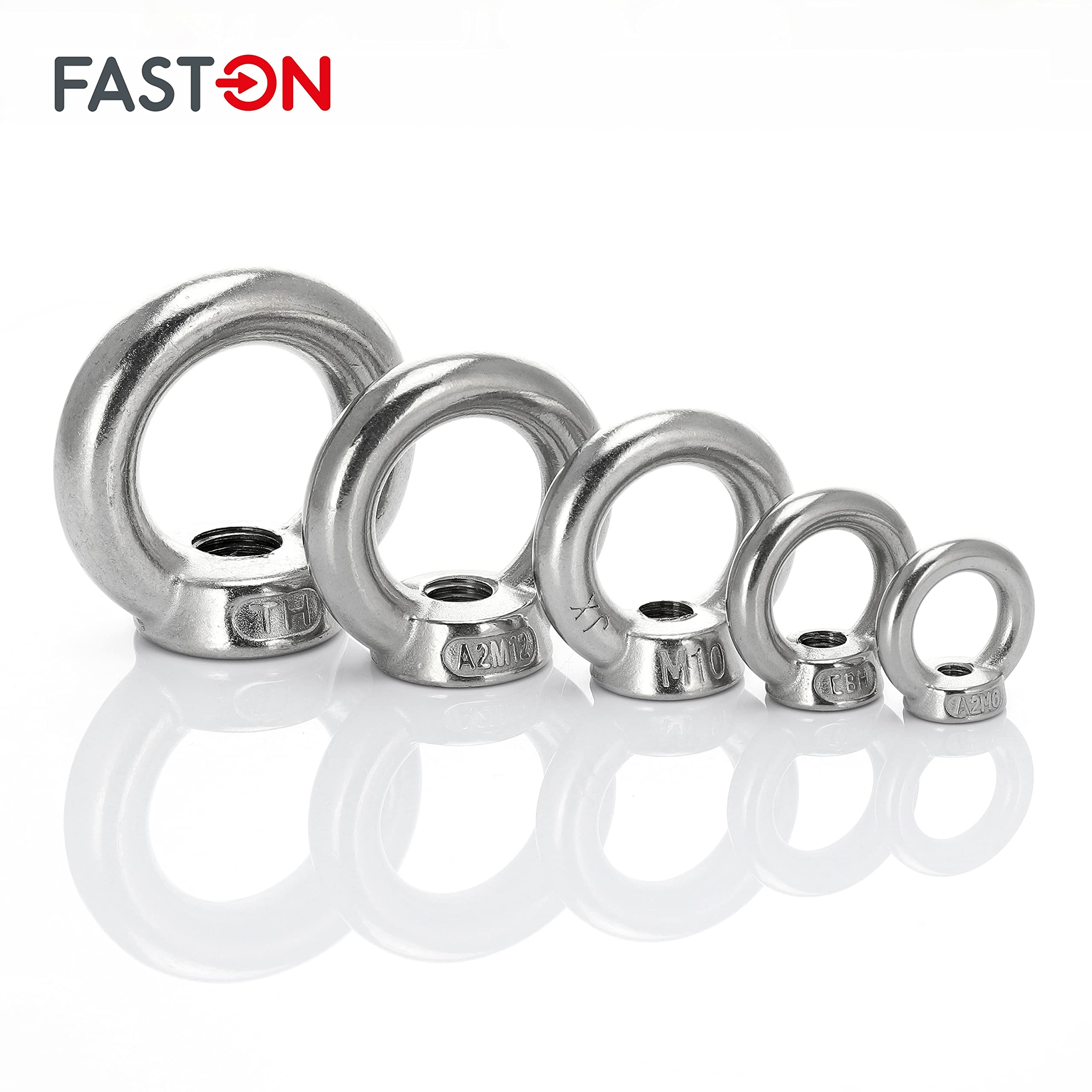 FASTON® Ringmutter M8 ähnl. DIN 582 aus Edelstahl A2 V2A (40 Stück) Öse Ösenmutter Augenmutter Transportöse Mutter Zurröse Augbolzen Bügelmutter Transportöse Kranöse Rostfrei