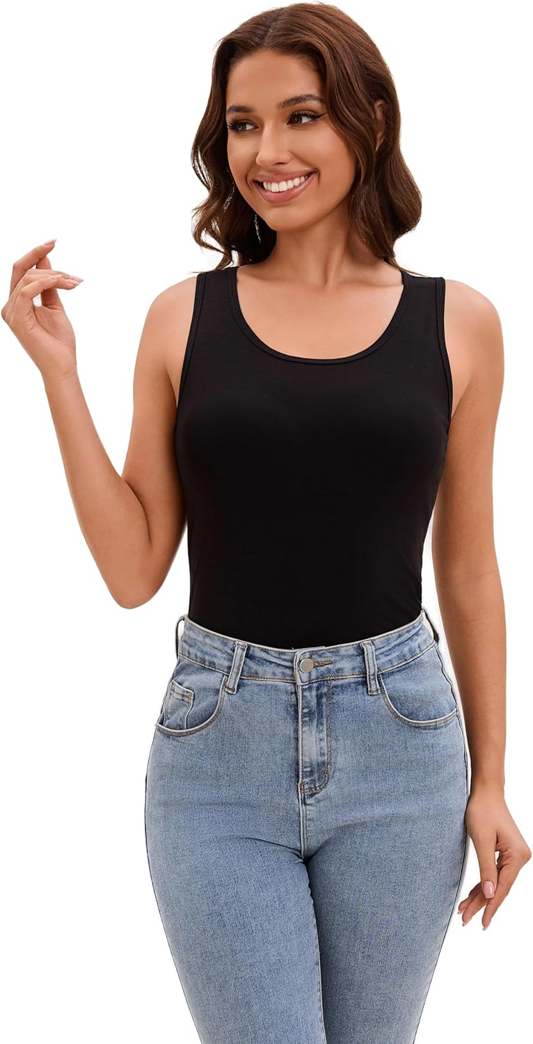 Tank Tops Womens Scoop Neck Sleeveless Shirts for Women Layering Camisoles Undershirts 2 Pack - Image 9