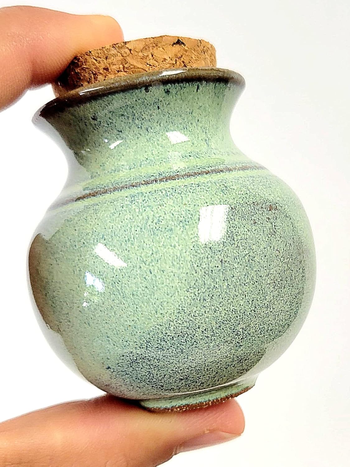 Handmade Dandelion Flower Pot for New Mommy to Be - Miniature Pottery Vase for Baby Shower Favor Presents Green (Miniature Vase w/Cork & Gift Bag)