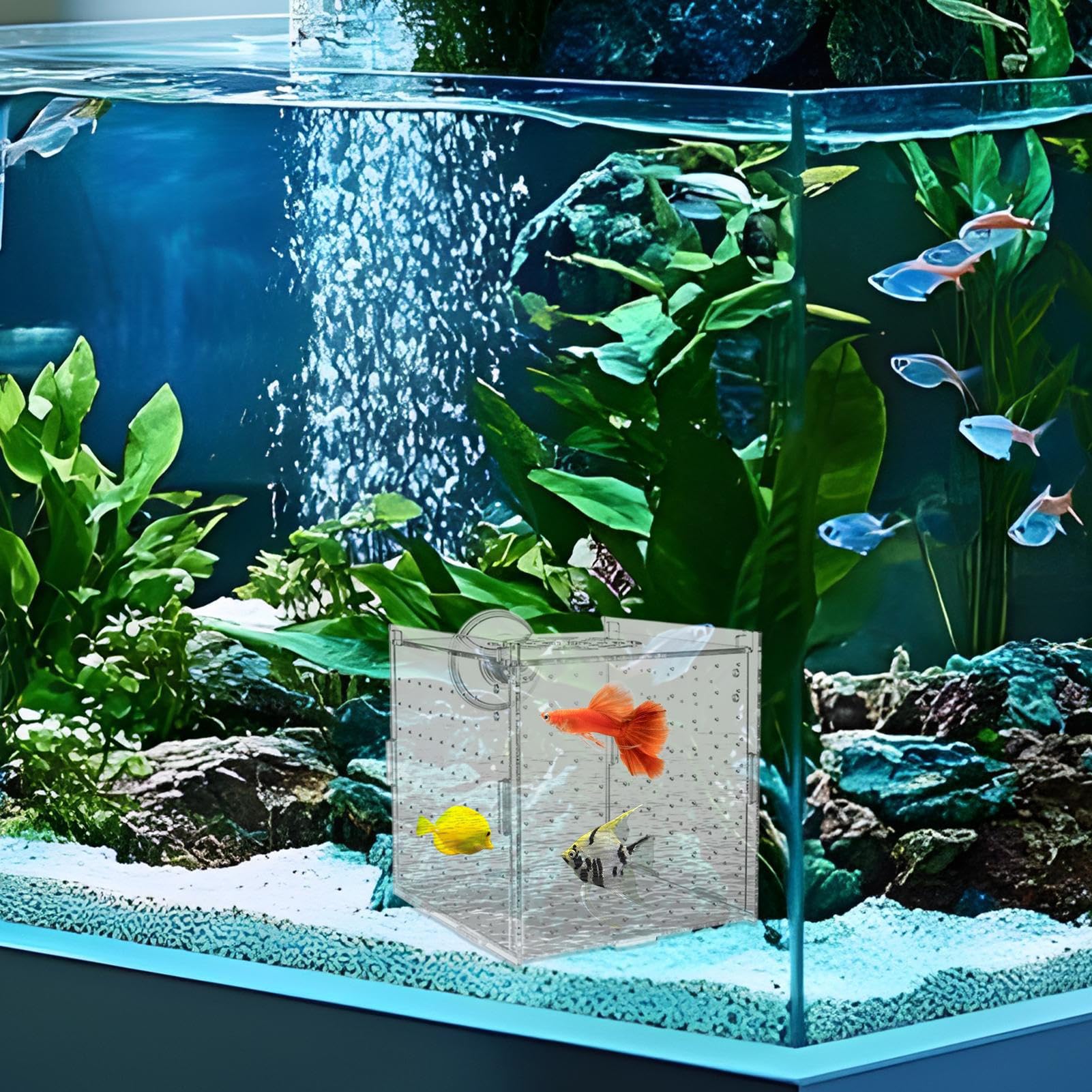 Scatola Di Isolamento Per Acquario - Scatola Per Allevamento In Acrilico, Divisorio Per Vivaio A, Contenitori Per Acclimatazione Di Uova Di Pesce 10x10x10 Cm, Contenitori Per Allevamento Di Ga