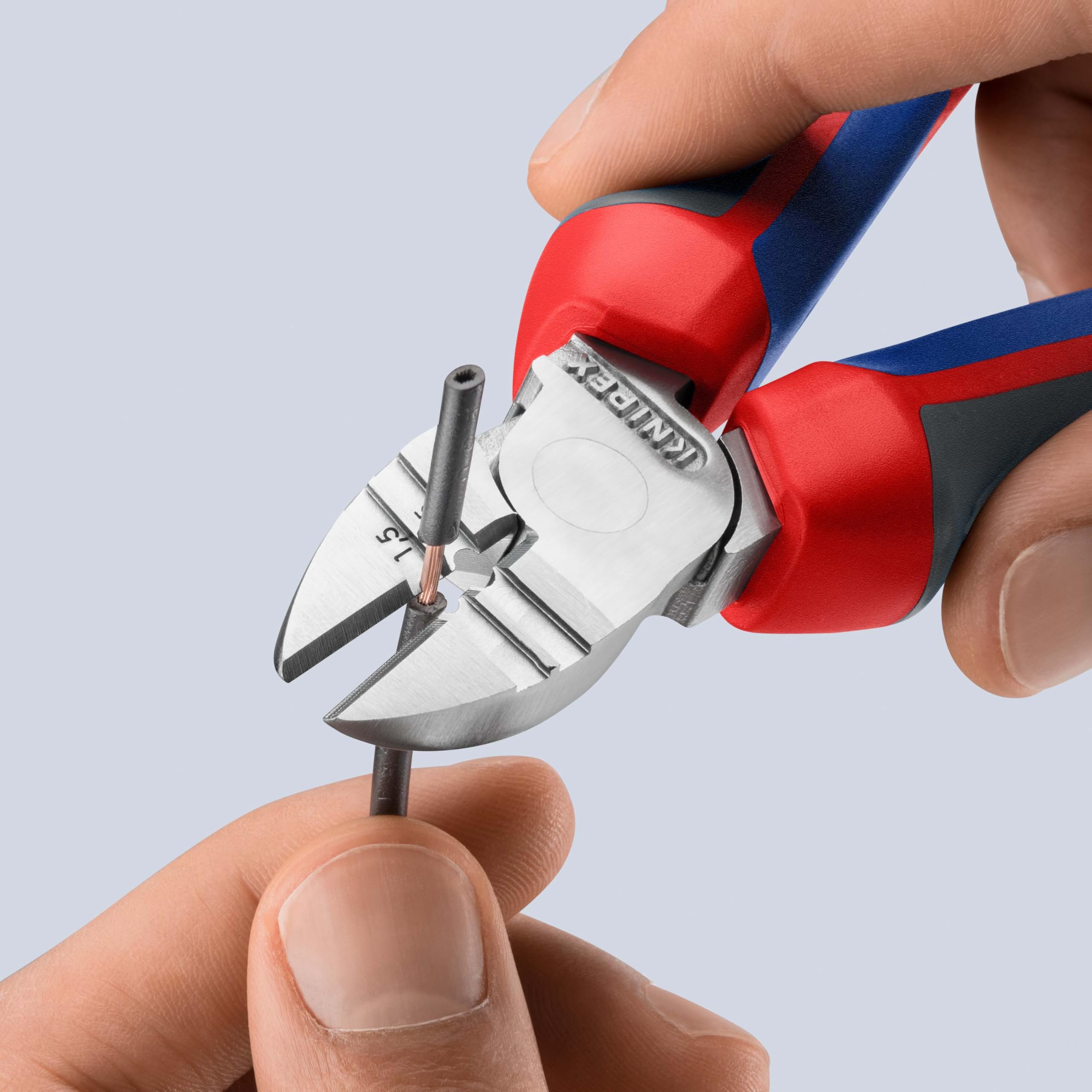 KNIPEX Alicates de corte diagonal con función de pelacables cromado con mangos confort 160 mm, 14 25 160