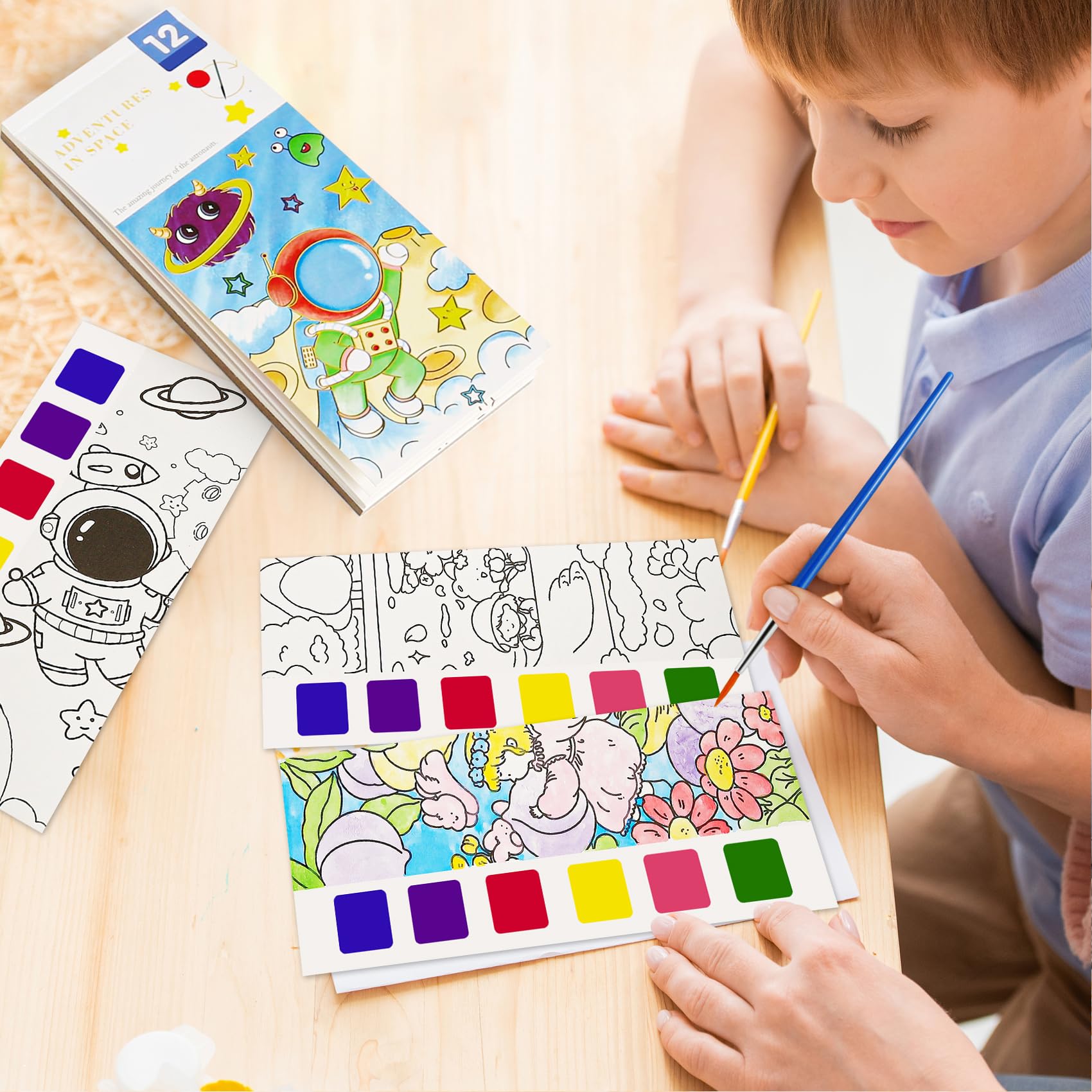 Libri da colorare con acqua per bambini dai 3 ai 5 anni, libro da colorare senza sporcare per bambini dai 2 ai 4 anni, arti creative e artigianato e viaggi in aereo, regalo di Pasqua per ragazzi e