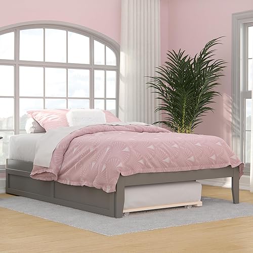 AFI Colorado - Cama de plataforma de tamaño matrimonial con nido individual y estación de carga en color gris Gris,Blanco,Espresso,Nuez