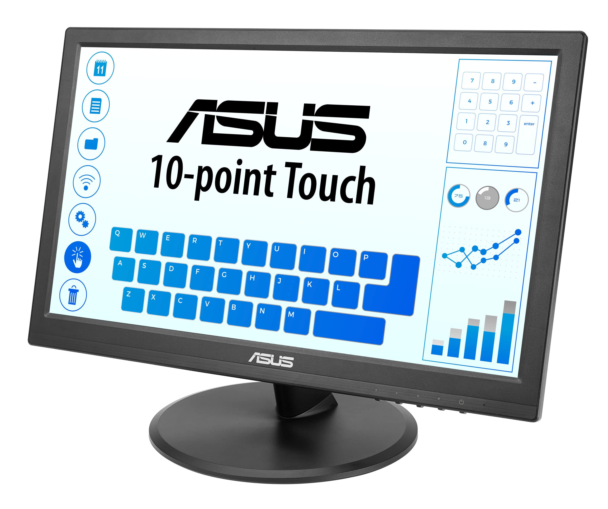 ASUS VT169HE 15.6 Zoll HD IPS 60Hz Touchscreen Monitor | TÜV-Zertifiziert Flicker-Free, Blaulichtfilter, 10-Punkt-Touch, Rahmenlos, Home Office, Vesa, HDMI, D-Sub
