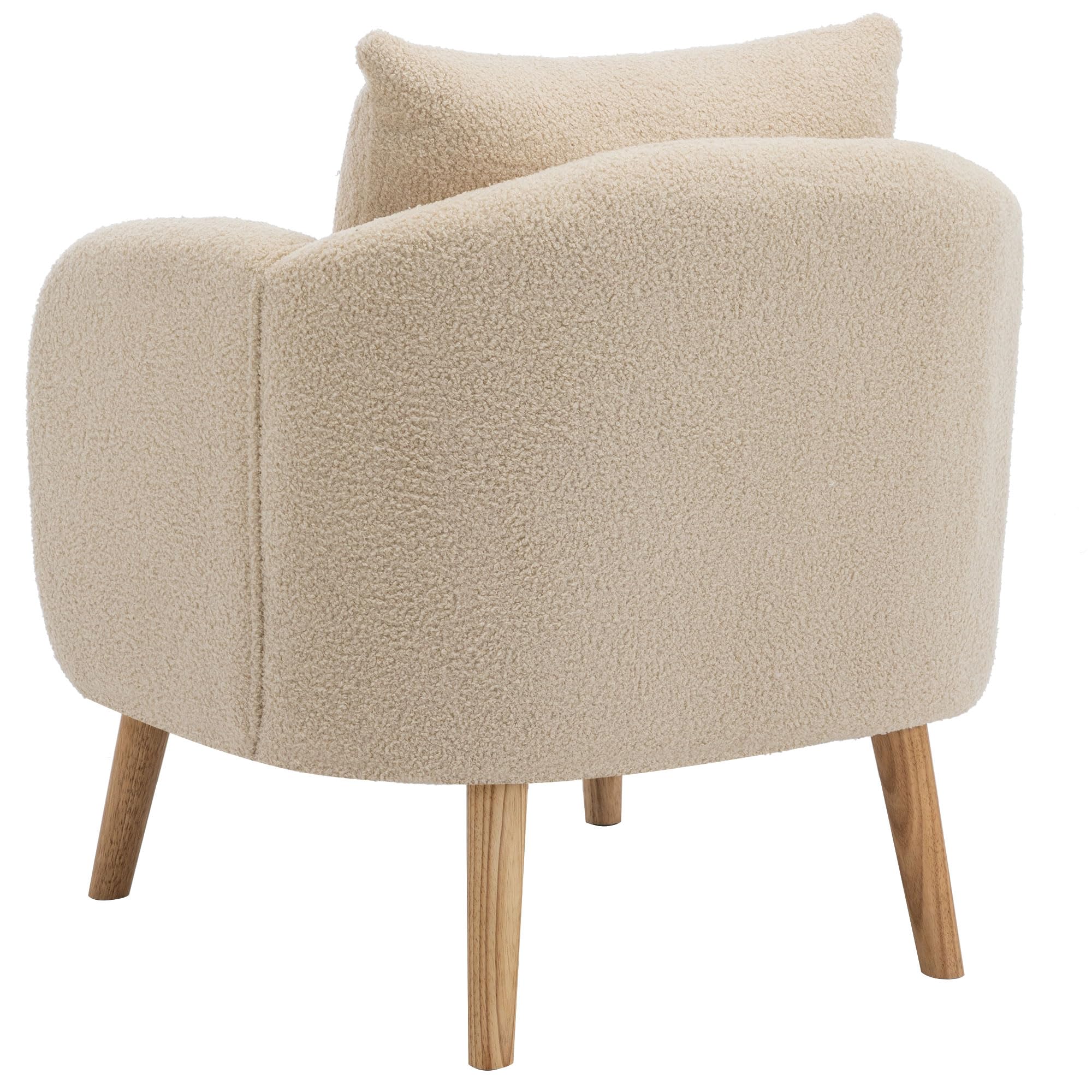 Merax Einzelsessel - Moderne Eleganz und Komfort in einem Sessel mit extra dickem Kissen und Massivholzbeinen Teddy-Samt Beige