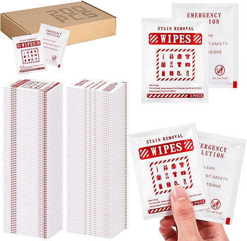 200 toallitas quitamanchas envueltas individuales, mini toallitas quitamanchas para ropa, tela para lavandería, alfombra para bebés, comedores de