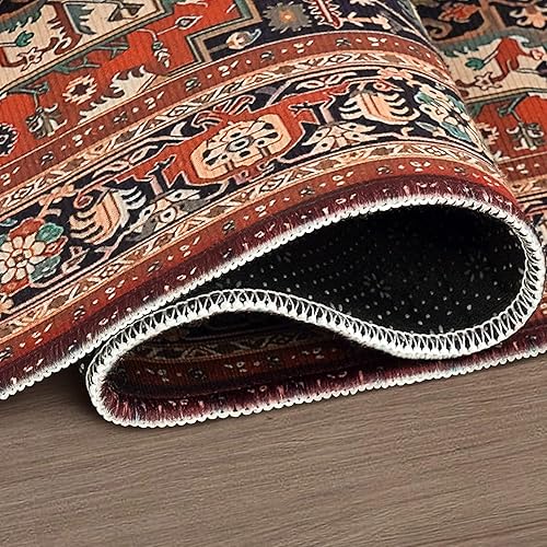 Miniatura 6 de Juego de 2 alfombras persas de cocina, antideslizantes, lavables, para medallón oriental, bohemio, tapetes de cocina para piso, decoración retro