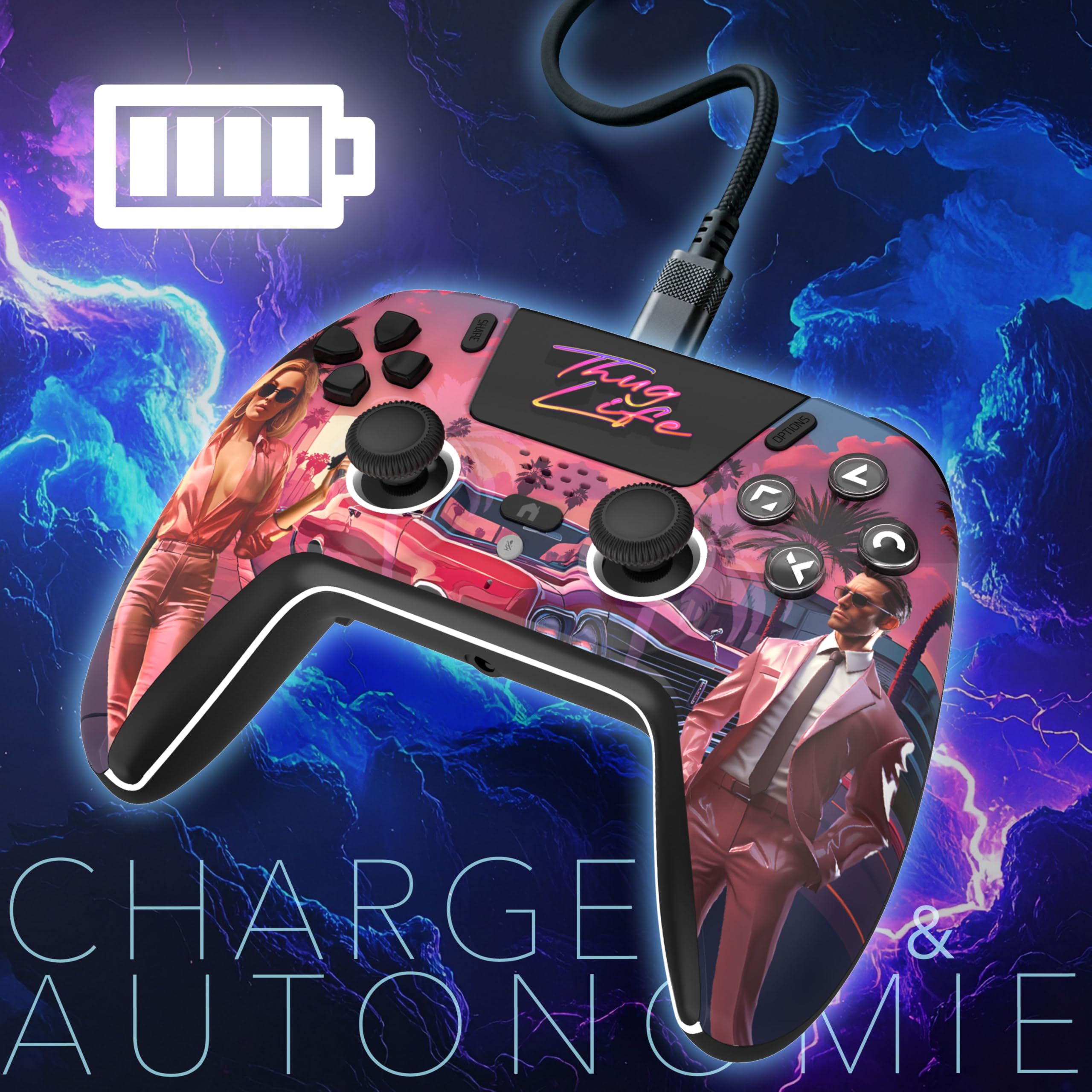 Freaks and Geeks-Manette Bluetooth pour PS5 LED Hall Effect - Thug Life