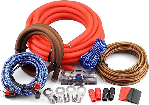 Ruikarhop Kit de Cableado de Amplificador de Calibre 0, Kit de Instalación de Subwoofer de 3000 Vatios. Hace Conexiones y Aporta Energía a tu Radio,