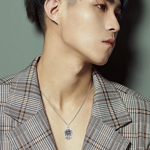 Vista 395 de Collar con colgante de plata de ley 925 con medalla de San Patrón, joyería religiosa para hombres y mujeres, con cadena de acero inoxidable 316L