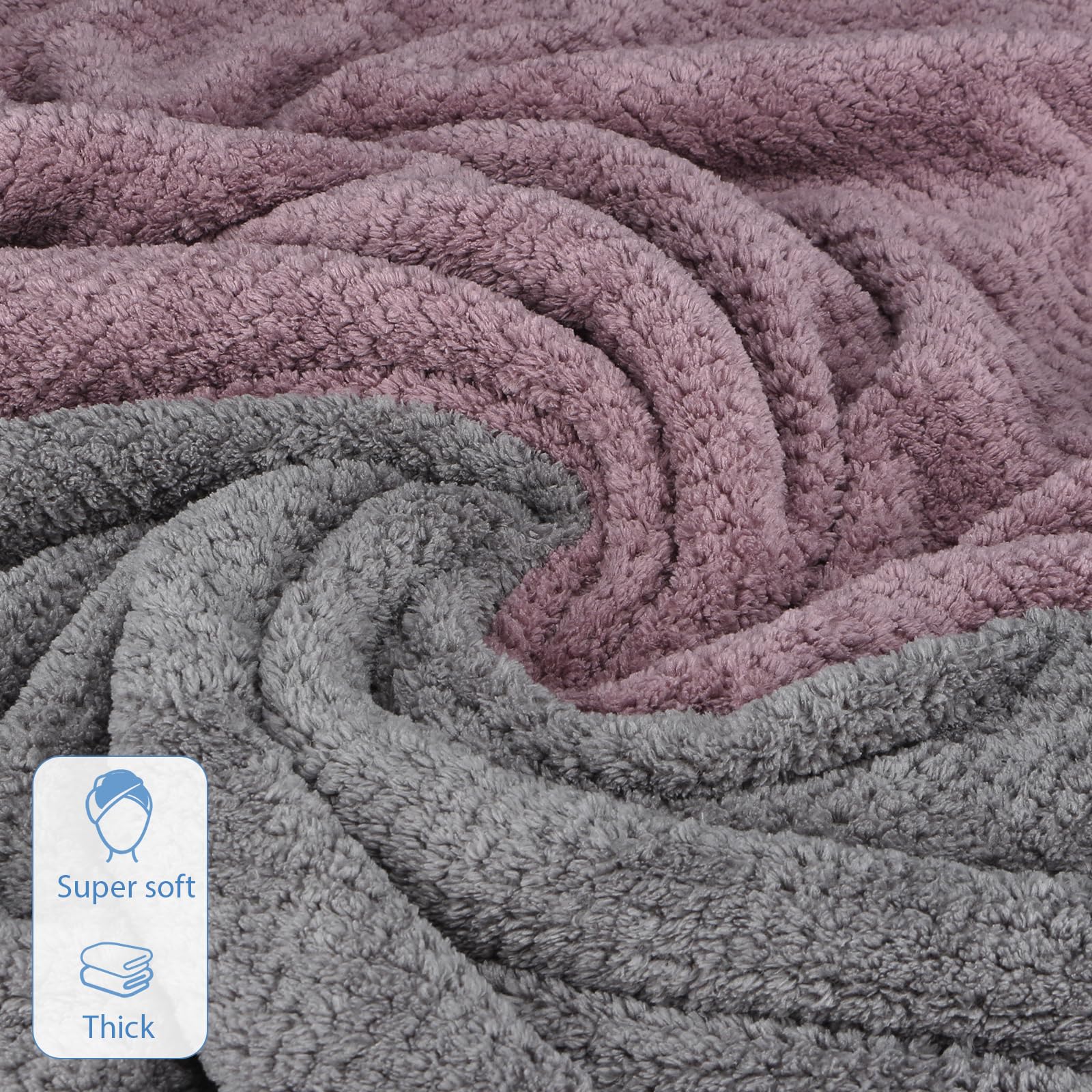 2 Stuks Microvezel Handdoeken Lang Haar - 100x60 Cm Krullend Haar Handdoek Met Elastiek (Grijs + Kaki)