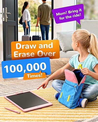 Vista 133 de KOKODI Tableta de escritura LCD, regalos para niños y niñas de 3 años, tableta de dibujo colorida de 10 pulgadas, almohadillas de dibujo Azul