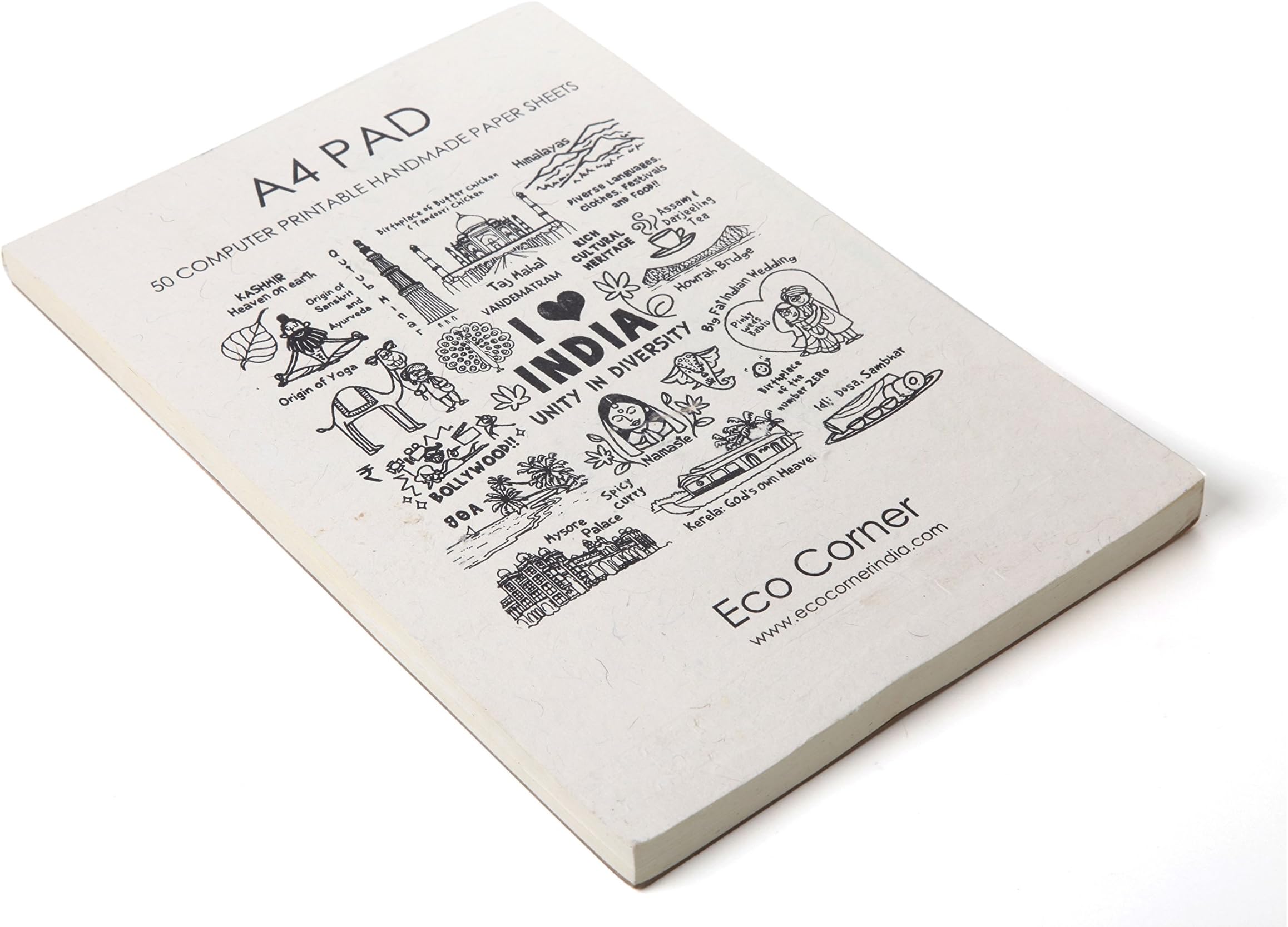 Eco Corner - A4 Pad - Computer Printable Handmade Paper / 50 Sheets / 100 GSM