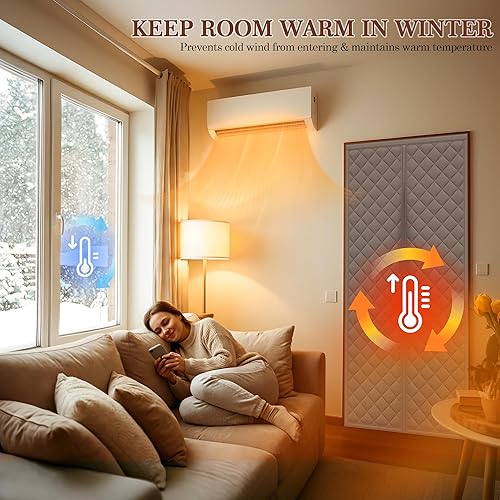 Miniatura 3 de Yotache Cortina magnética para puerta con aislamiento térmico para puertas de 36 x 96 pulgadas, tamaño de la cortina de 38 x 98 pulgadas, resistente