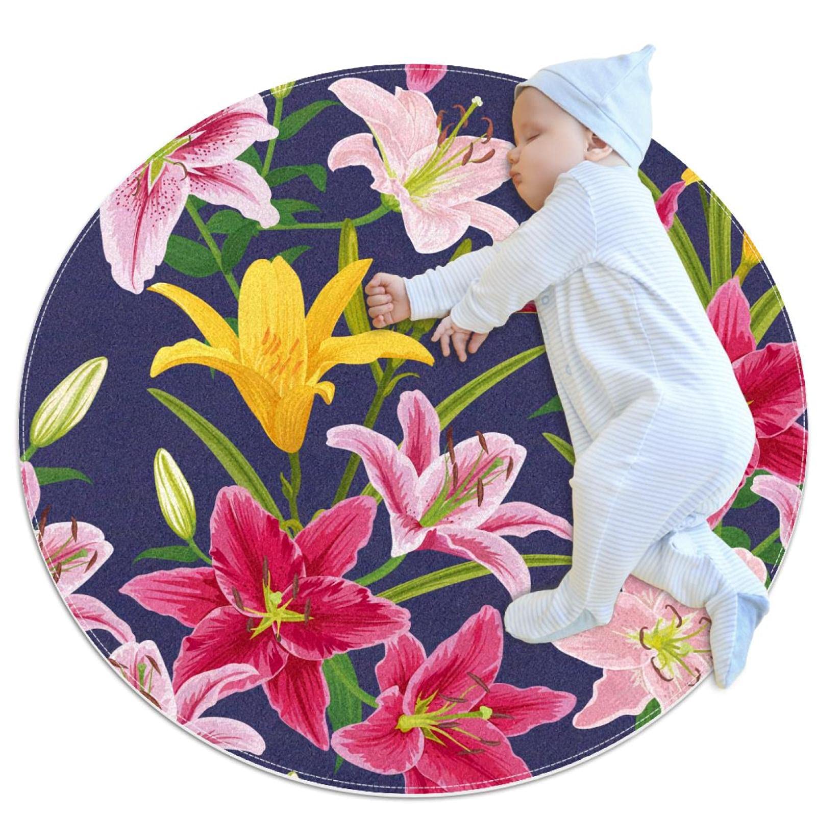 Tapis de salle de bain rond pour créer un coin lecture doux dans une chambre d'enfant