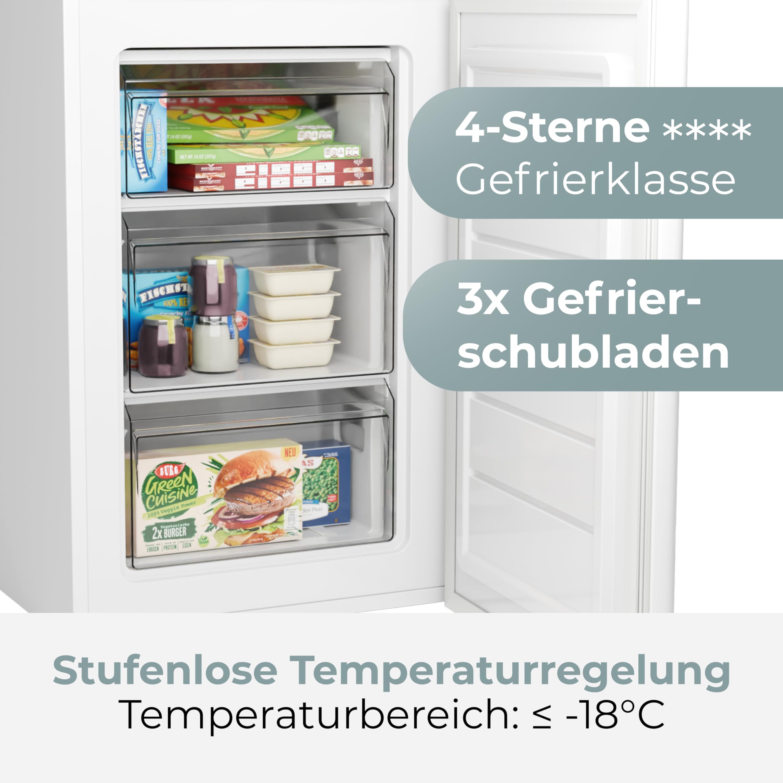 Clatronic® Gefrierschrank klein | Energieklasse C | 85cm | Tiefkühlschrank | leise 40dB | 3 Schubladen | Türanschlag wechselbar | bis zu -18°C | 87L Freezer | kleiner Gefrierschrank GS 102 weiß