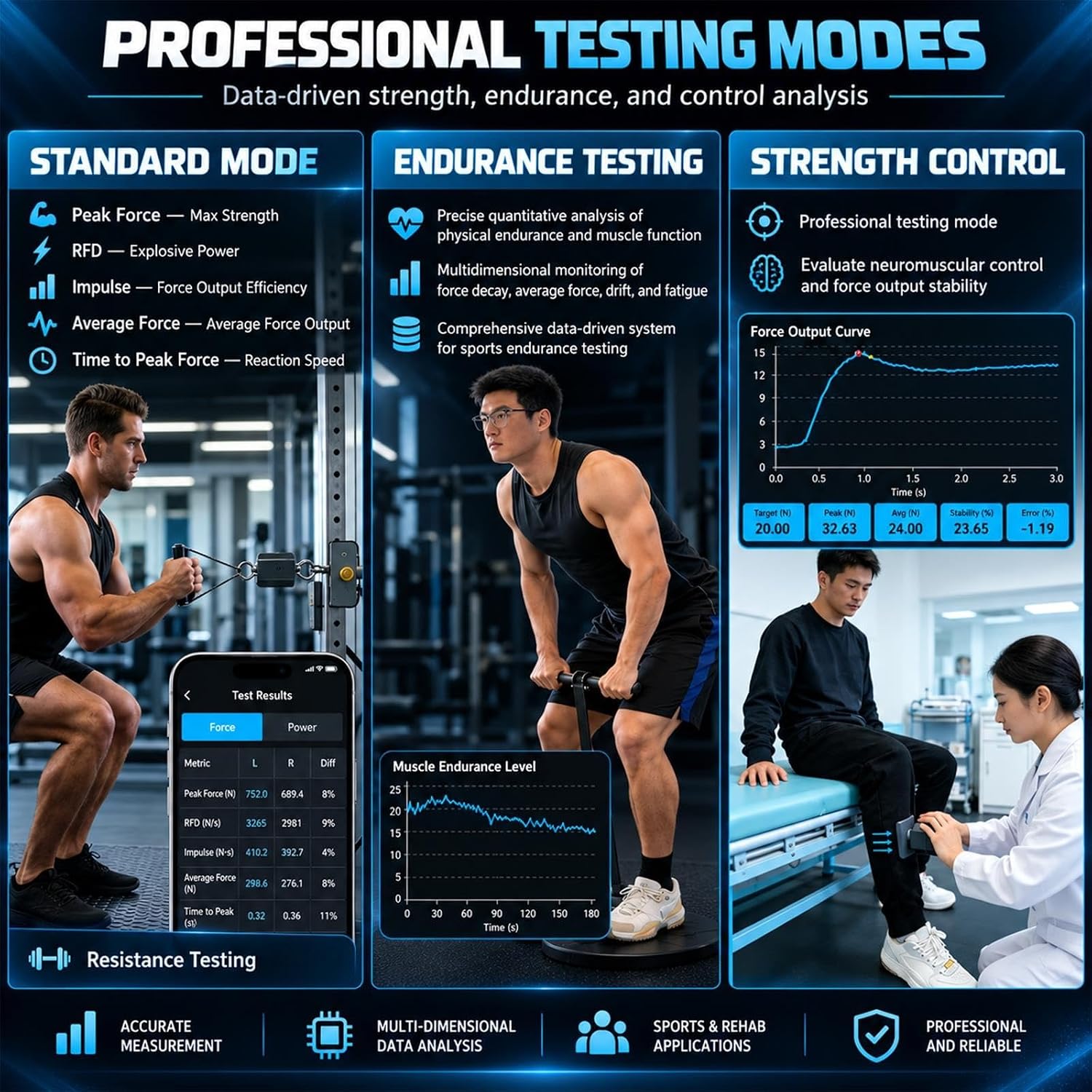 Isometric Strength Tester, Push Pull Dynamometer, Grip Strength Tester