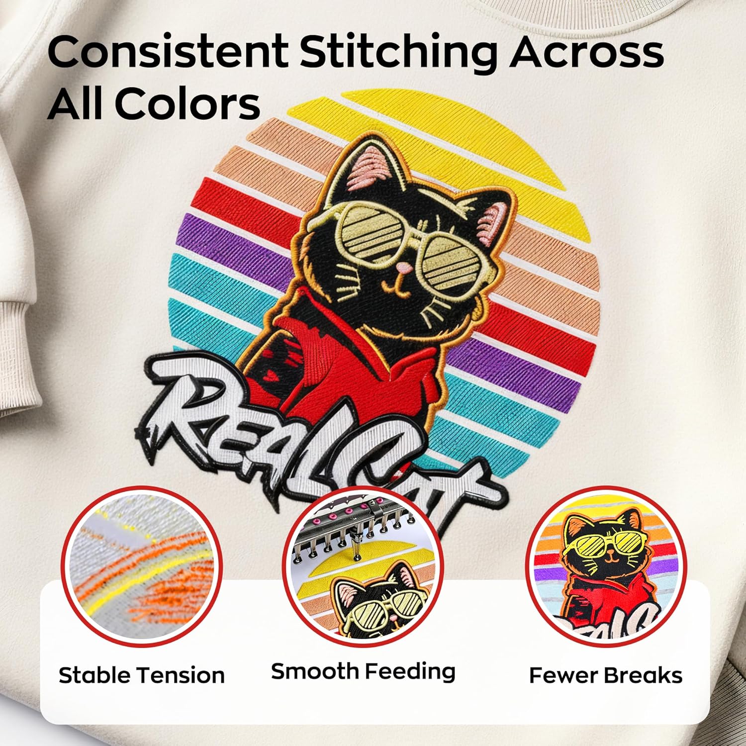 Poolin Embroidery Machine Thread Richword Selected 100 Colors 40WT (108D/2) Polyester Thread Kit Each Cone 4000M (4374Y)— Master Collection for Professional Production and Full-Color Projects