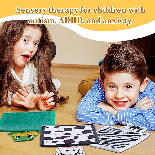 Miniatura 4 de Arrowbash Paquete de 12 tapetes sensoriales de animales a granel, miniazulejos sensoriales surtidos con textura de animales, juguetes sensoriales de