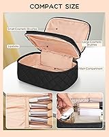 Vista 6 de Bolsa de maquillaje portátil para mujeres para viajar, 01-Negro
