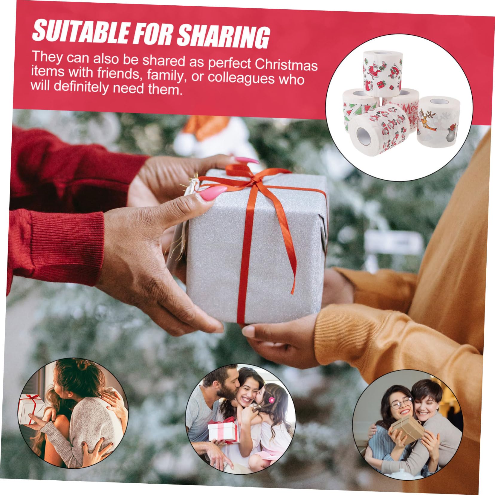 Healeved Servilletas Desechables con Diseño Original de Pulpa de Madera Navideñas Paquete de 5 Buena Capacidad de Absorción para Fiesta de Cena de Navidad