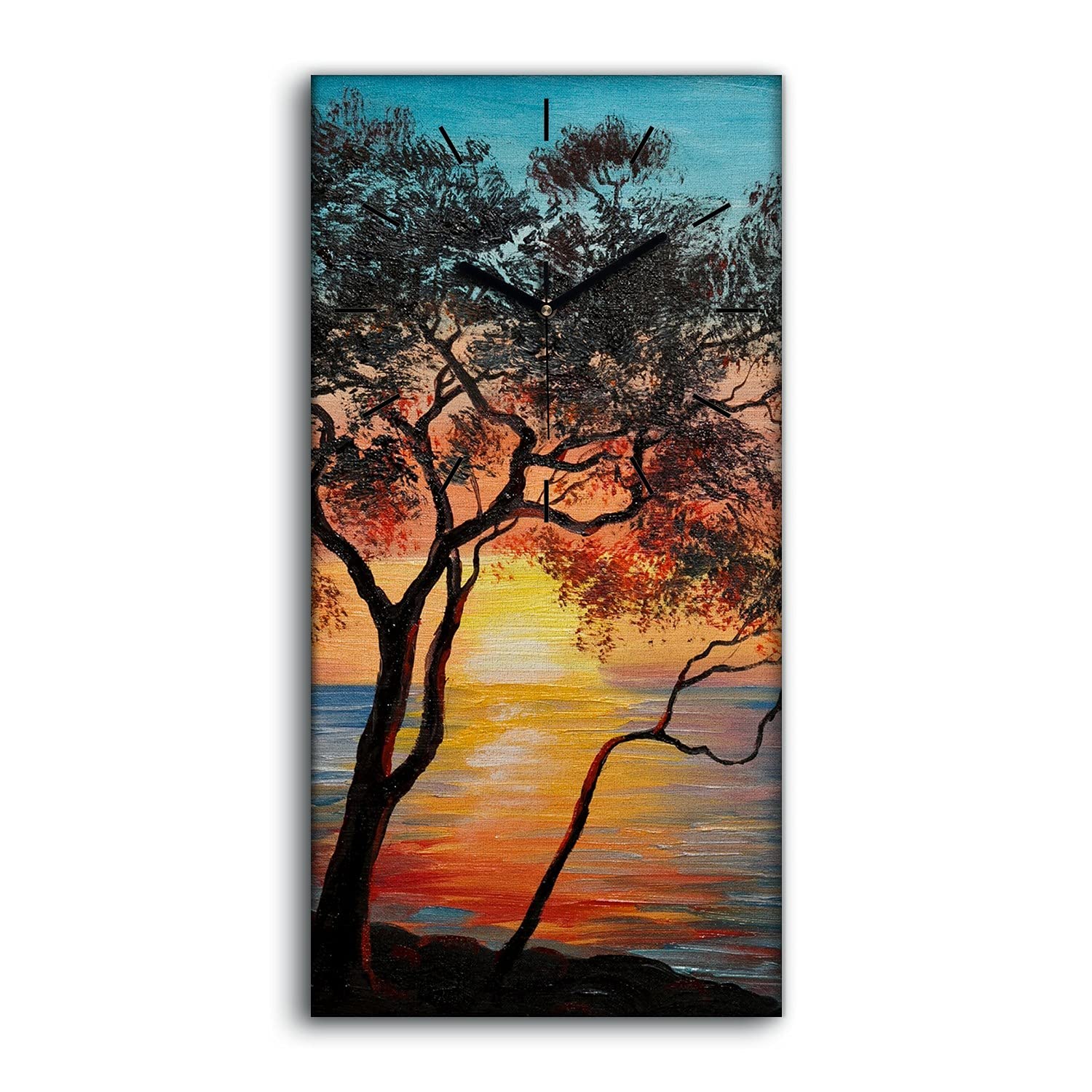 Horloge Toile Haute Définition Art Moderne Ciel de Mer 30x60cm Cadre Silencieux