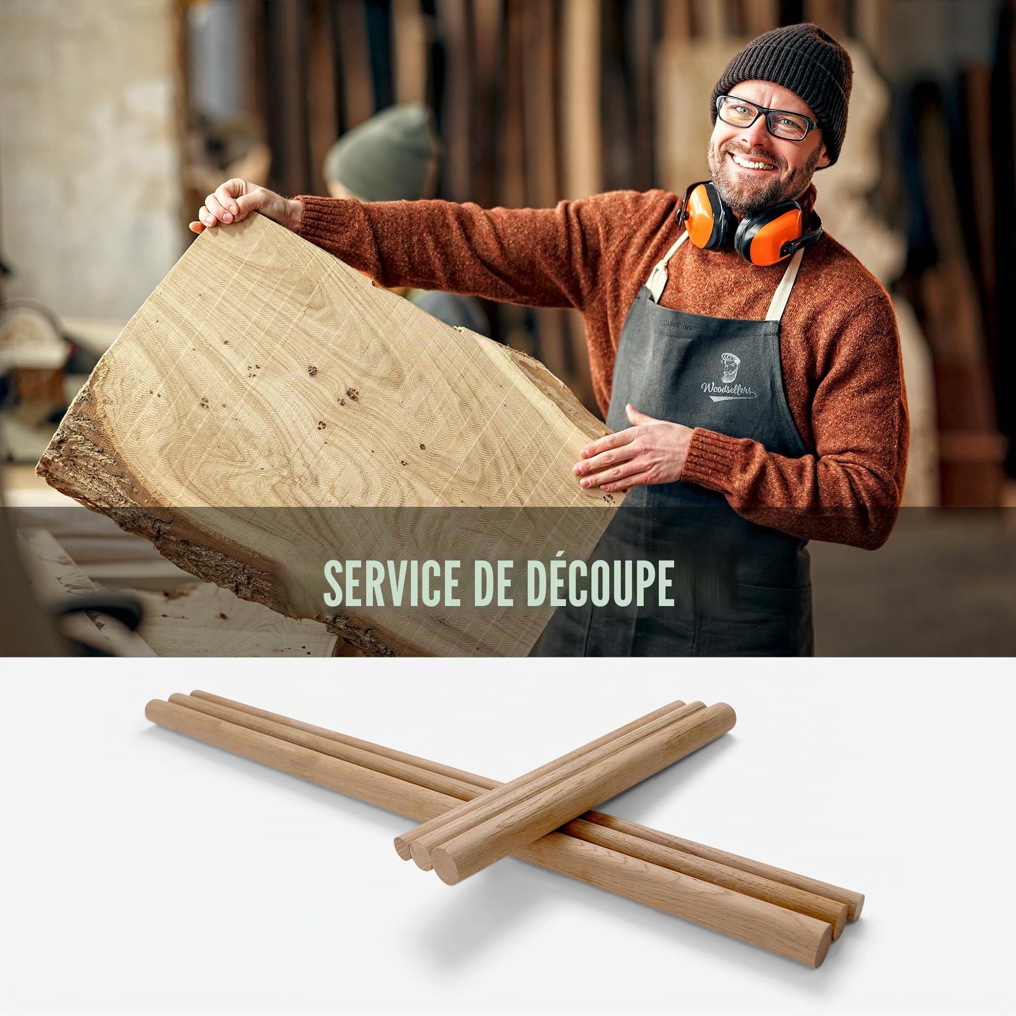 Barre ronde en chêne - Diamètre : 30 mm - Longueur : 300 à 1 000 mm - Tige en bois massif rabotée lisse - Naturelle et séchée techniquement - Idéale pour la construction de meubles et le