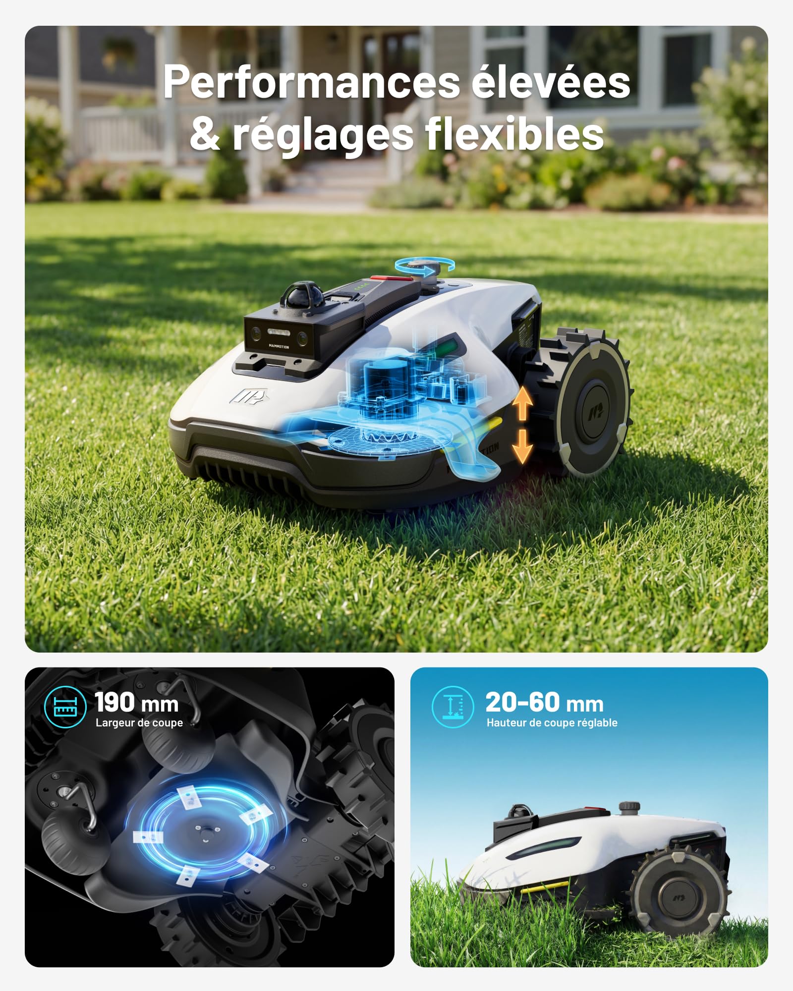 MAMMOTION YUKA Mini 2 1000 Robot Tondeuse avec Mini Garage