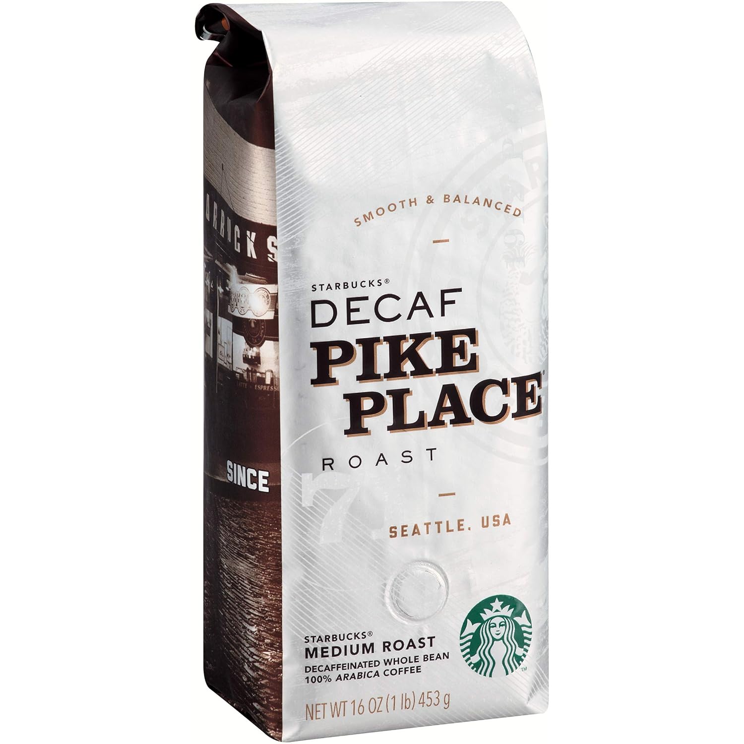 Starbucks Decaf Pike Place Whole Bean Coffee, 16 oz, Pack of 6