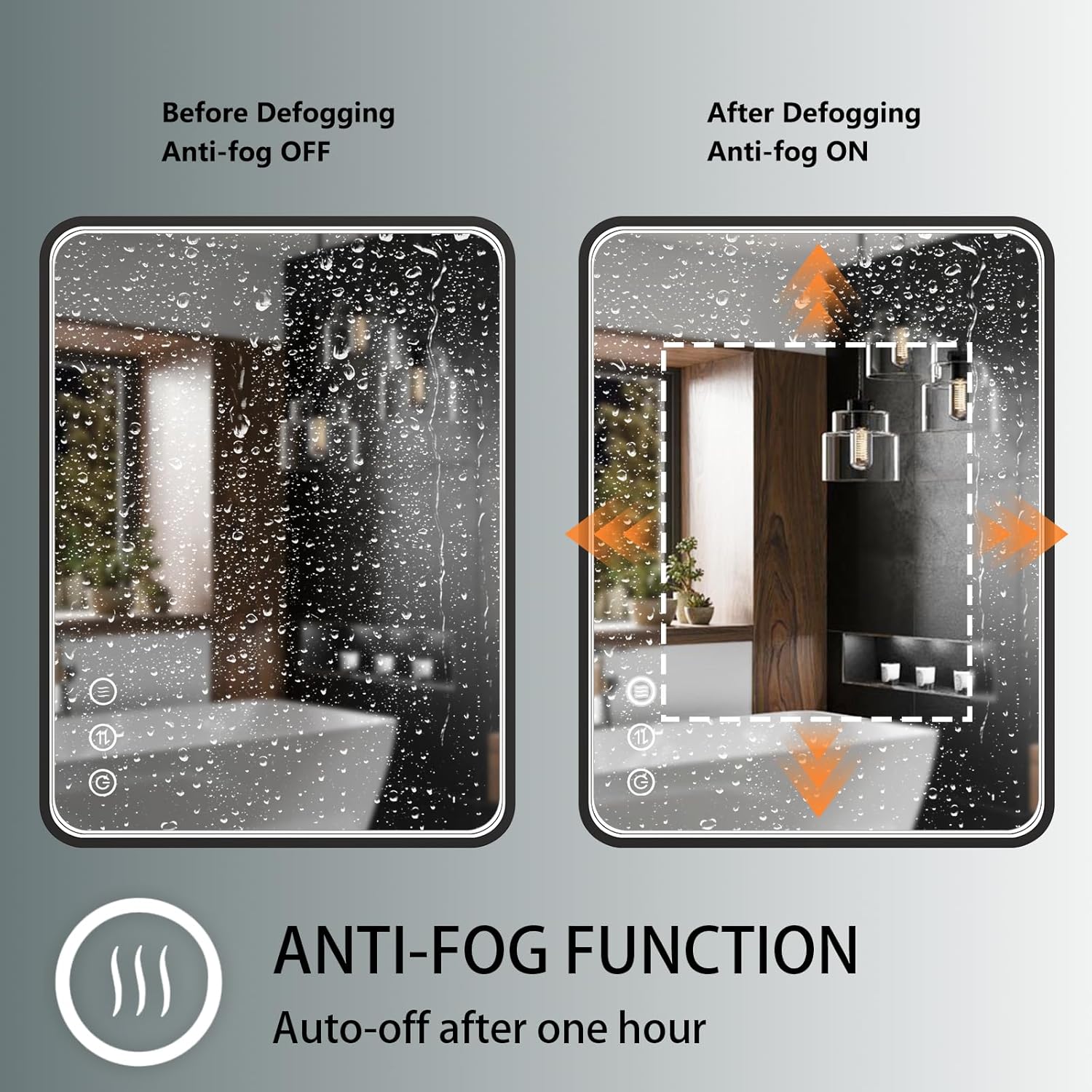 40x24 Inch LED Bathroom Mirror with Lights, Black Metal Framed LED Mirror for Bathroom, 3 Colors and Stepless Dimmable Wall Mounted Lighted Bathroom Vanity Mirror, Anti-Fog, Memory