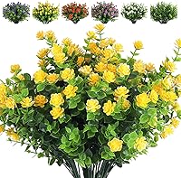 Vista 1 de RECUTMS - 8 ramas de flores artificiales, eucalipto artificial realistas, resiste rayos ultravioleta, para jardín, patio, boda, oficina y casa