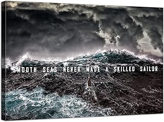 Inspirational Canvas Wall Art a Smooth Seas Never Made a Skilled Sailor Motivational Posters Inspirational Quotes Wall Decor Inspirational Gifts for Classroom Home Office Decor (24''H x 36''W)