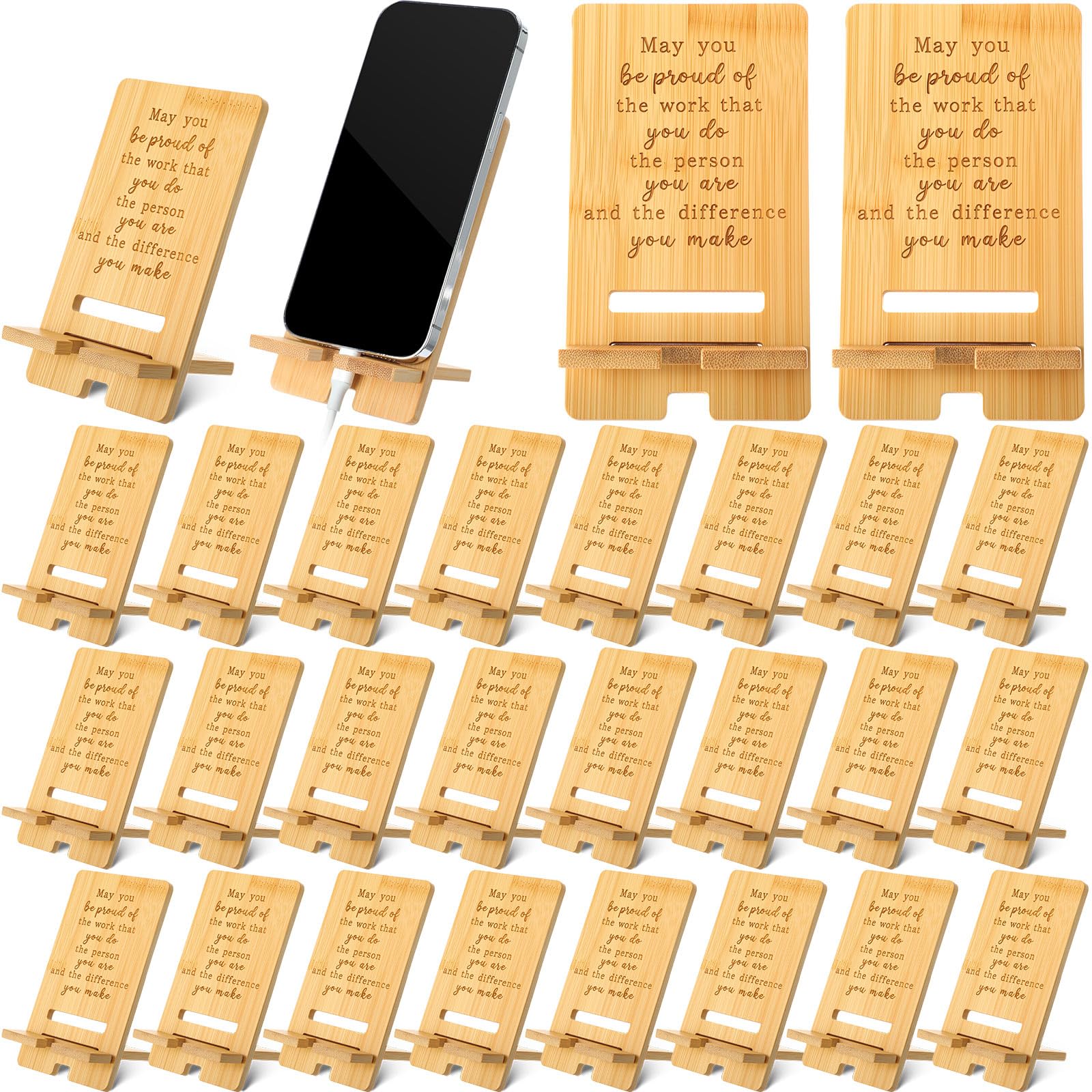 Ripeng 24-Pack Bamboo Phone Stands