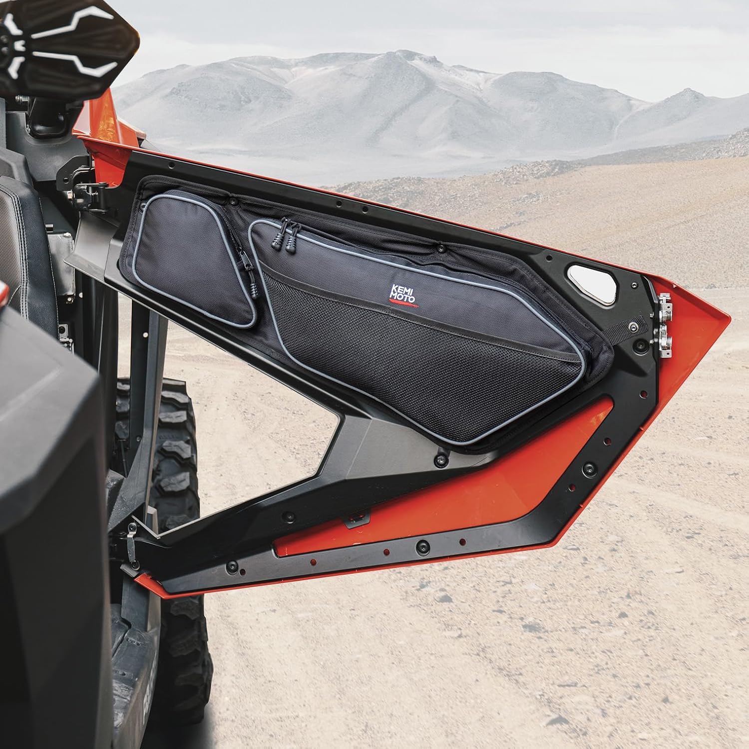 KEMIMOTO 2PCS PRO XP Front Door Bags Compatible with 2020-2024 Polaris RZR PRO XP/R/TURBO R UTV Storage Side Door Tool Bags With Knee Pad Door Pouch with Resistant Zippers PVC Wear