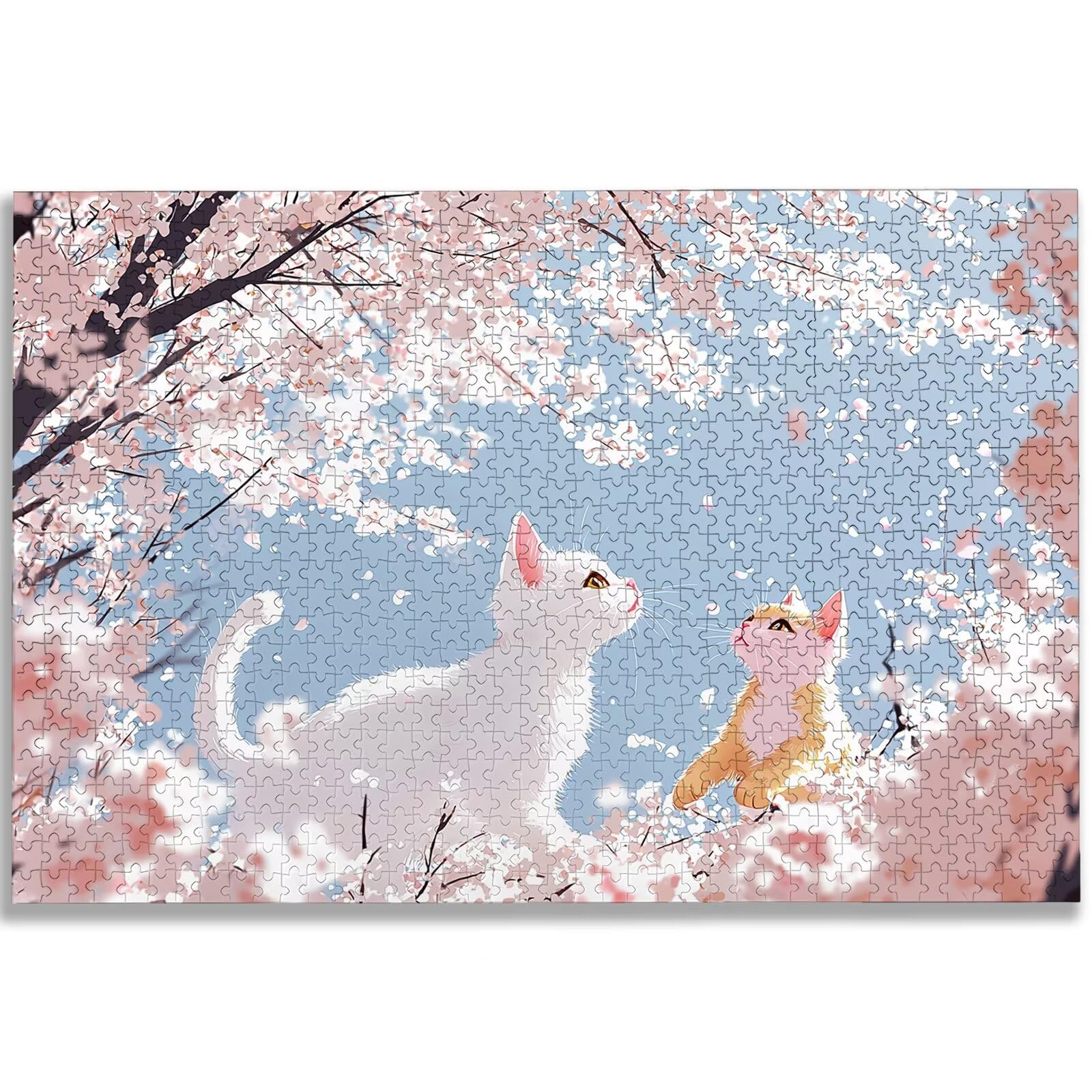 Puzzle 1000 elementów, kot, puzzle 1000 elementów dla dorosłych, drewniane puzzle dla dorosłych, z wykwintnym pudełkiem do pakowania, klasyczne puzzle, urocze dla całej rodziny, duże puzzle na