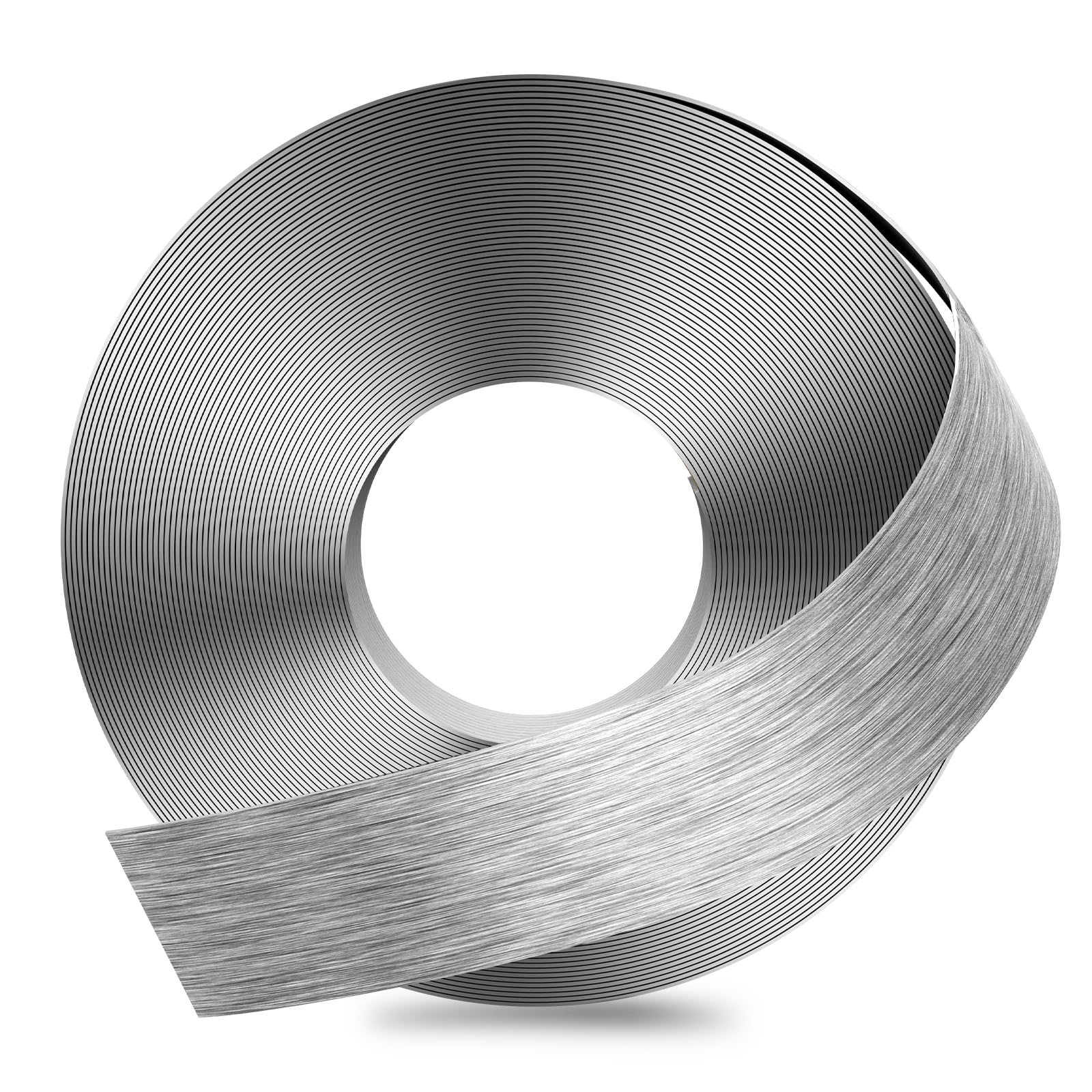 GSCIT Club Grey Silver Edge Banding, 2 Inch x 25ft Aluminum Brushed Edge Banding No Glue PVC Edge Trim for Cabinet Repair Furniture — image 1