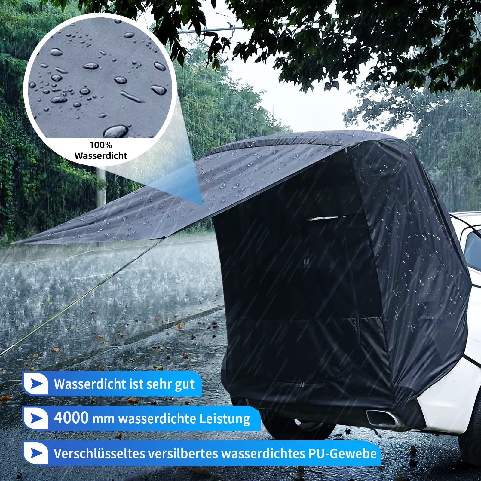 Carpa para Auto Apto para Cualquier Tipo de Coche, Tienda de campaña para Coche Malla para Repelente de Mosquitos, Toldo Coche Disfruta de Acampar, Fácil configuración en 5 Minutos (L)