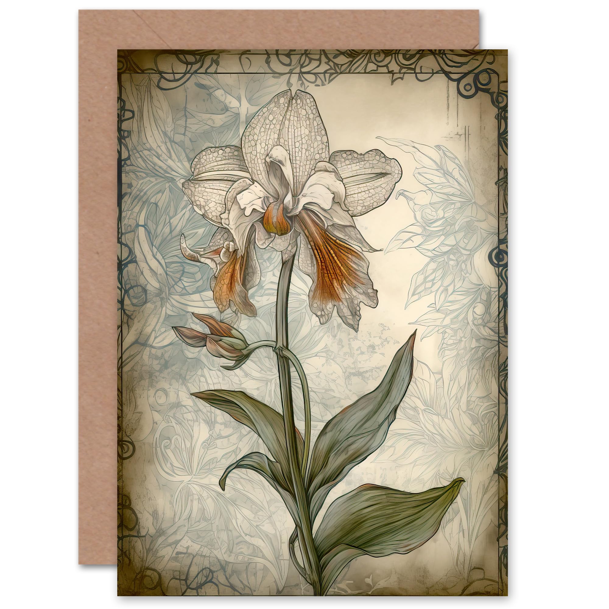 Artery8 - Greeting Card - Art Nouveau Orchid - Thank You / Mother's Day