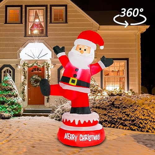 Miniatura 8 de Inflables de Navidad de 8 pies, Papá Noel y pingüinos en el faro, decoraciones inflables de Navidad con luces LED, decoraciones inflables de Navidad