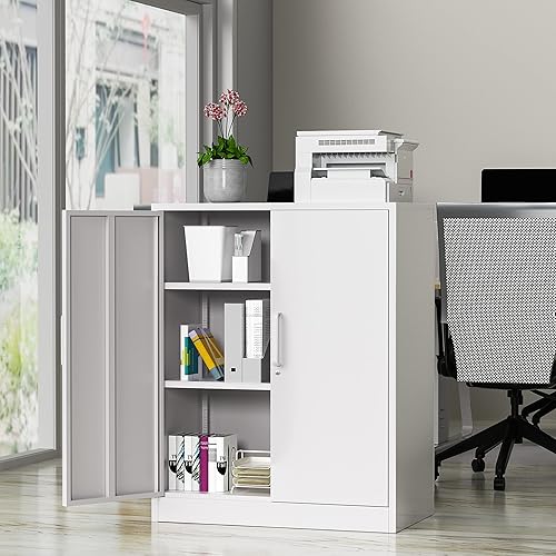 Miniatura 7 de AFAIF Gabinetes de almacenamiento de metal con puertas de bloqueo armario de almacenamiento de acero con cerradura con 2 estantes ajustables