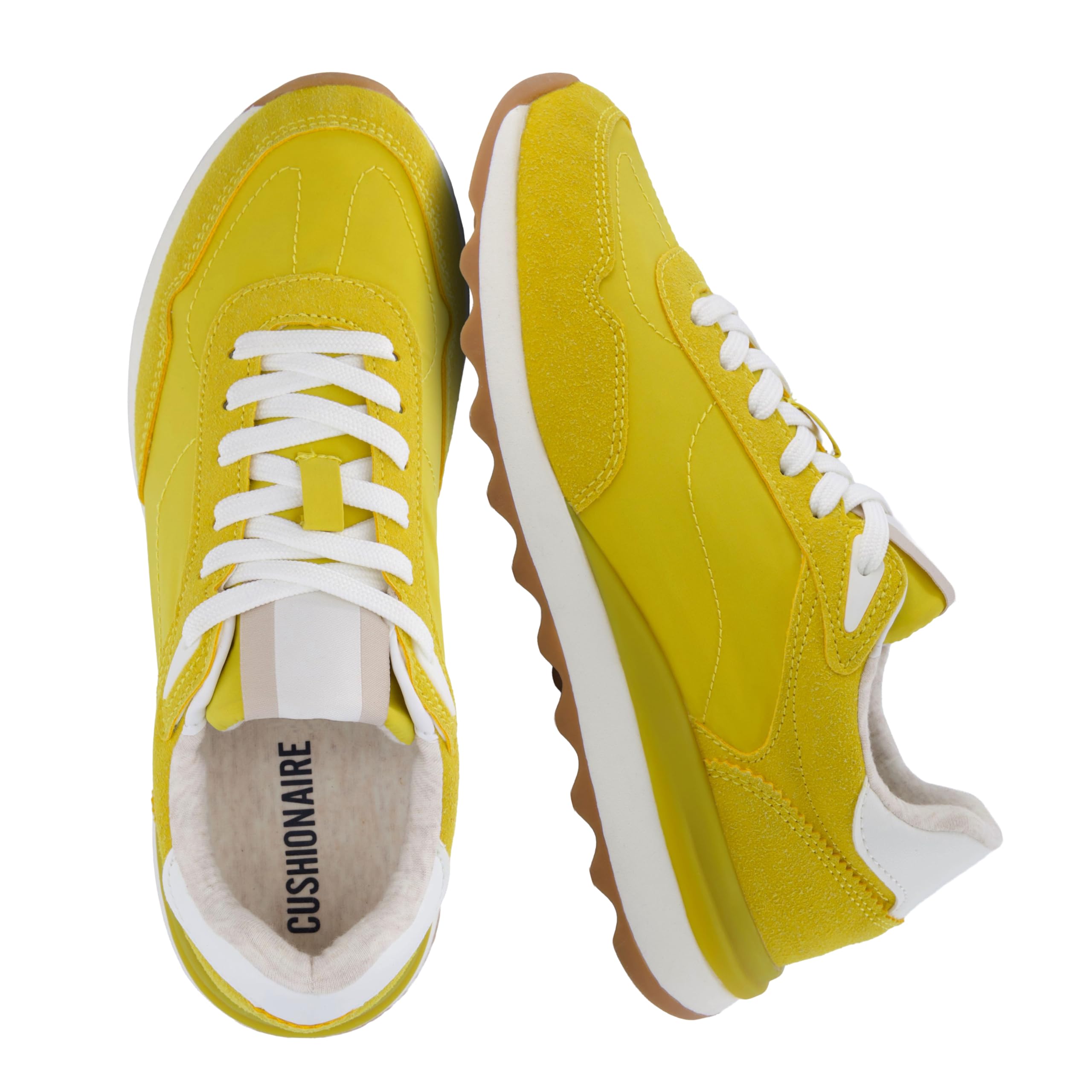 CUSHIONAIRE Women's Kicks lace up Nylon Sneaker +Comfort Foam, Wide Widths Available