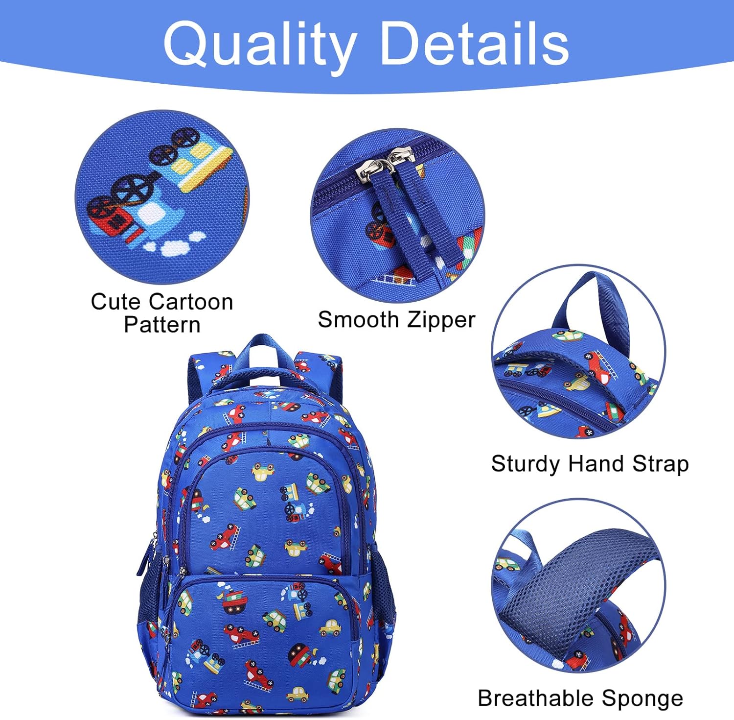 CLUCI Kids Backpack for Boys Bookbags Preschool Toddler Daycare School Bag Elementary Kindergarten Lightweight Waterproof Bluey Backpack Cars - Image 3