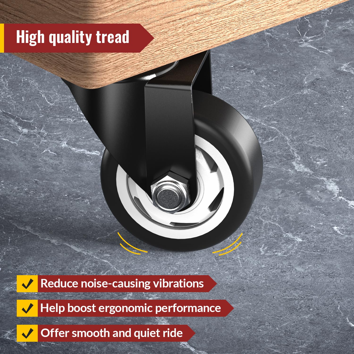 3 inch Swivel Caster Wheels, Heavy Duty Plate Casters with no Brakes Total Capacity 1000lbs (Pack of 4)