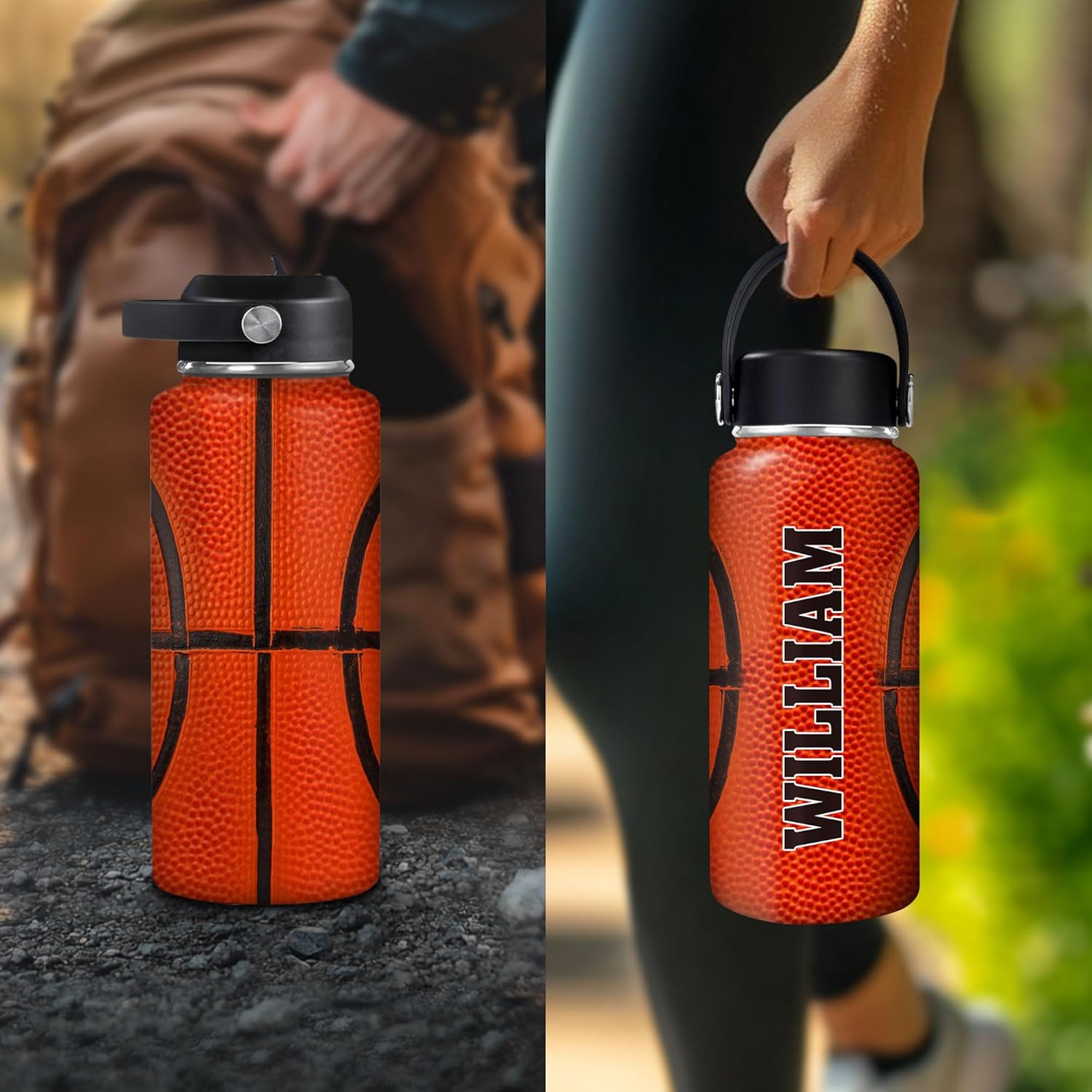 Hyturtle Personalized Basketball Water Bottle - Travel Insulated Stainless Steel Bottle with Leak-Proof Lid 18oz 32oz - Gift for Men Boys Basketball Lovers Players Coaches - Birthday & Christmas Gift - Image 6
