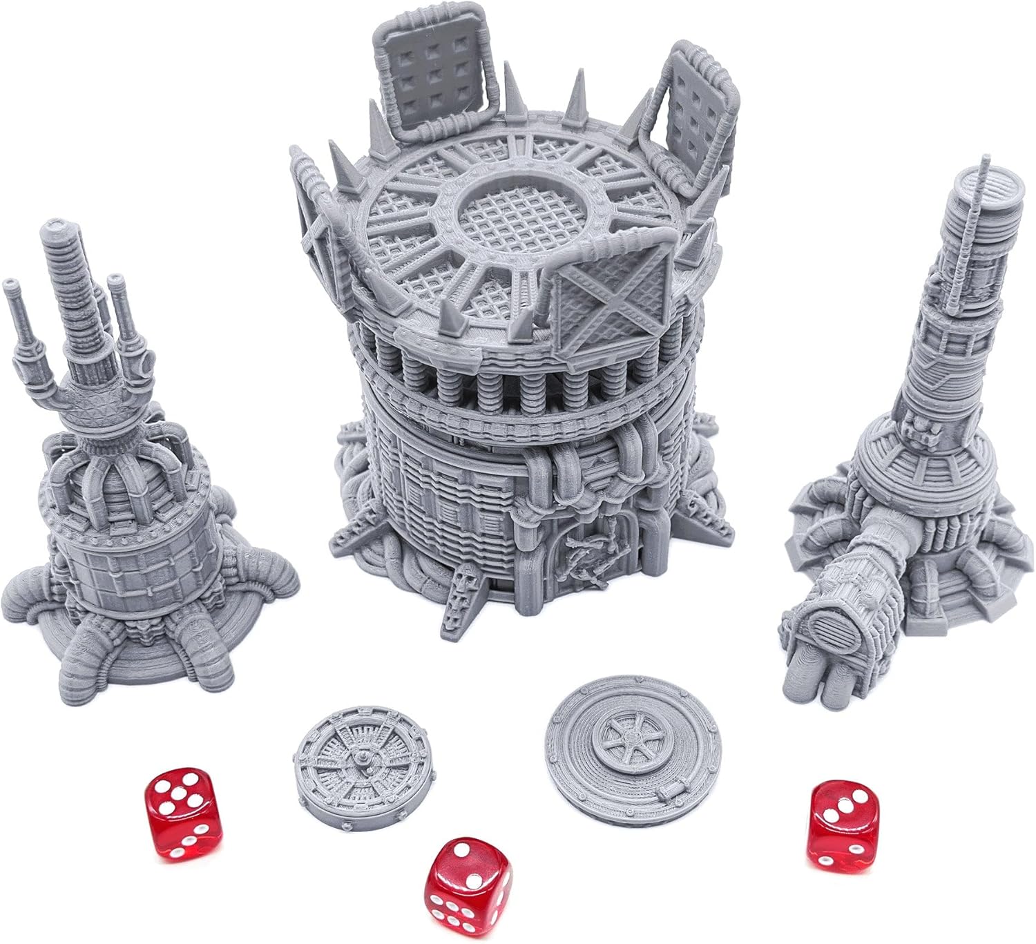 EnderToys Modular Plasma Stacks by Printable Scenery, 3D Printed Tabletop RPG Scenery and Wargame Terrain 28mm Miniatures, Grey