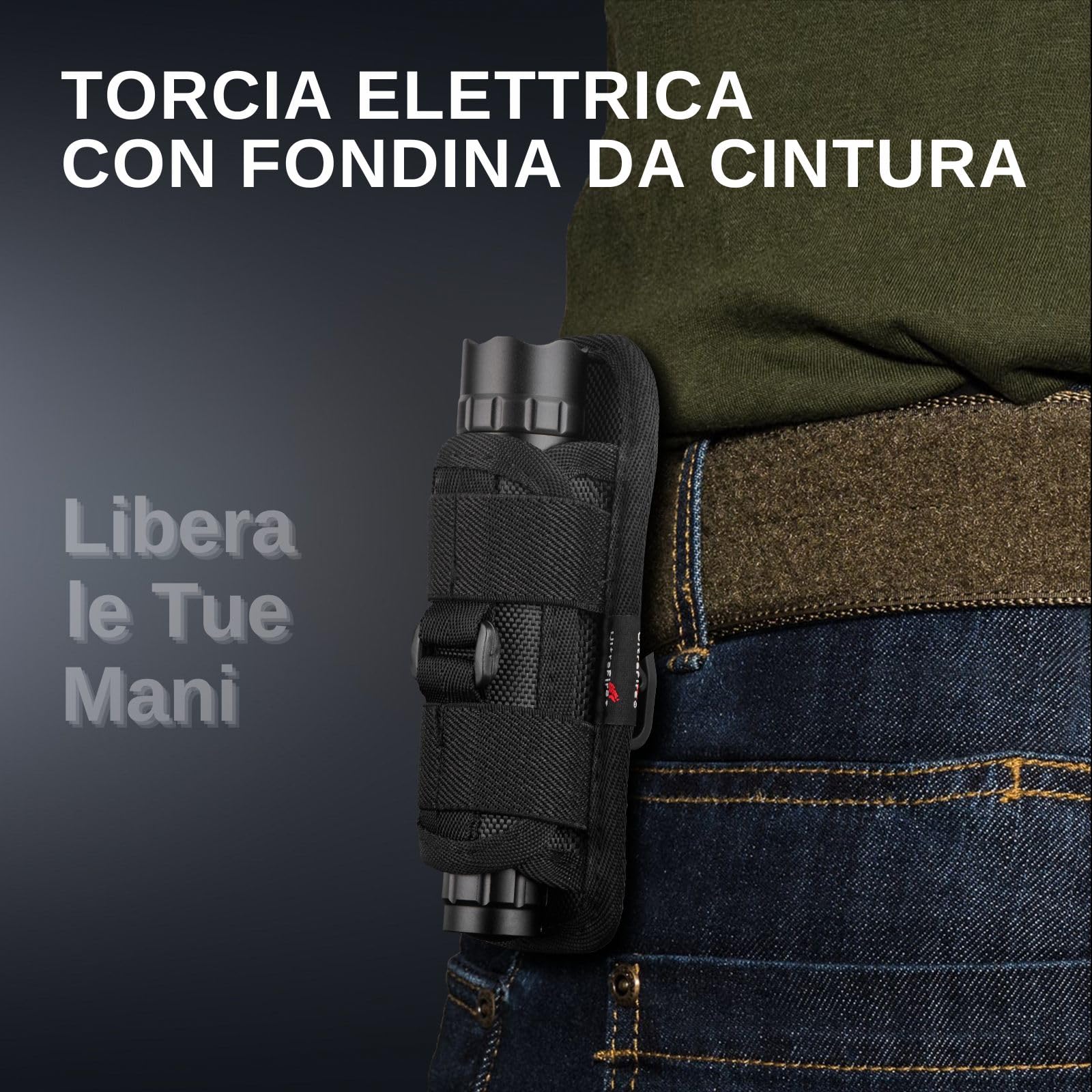 UltraFire Torcia Tattica Law Enforcement con Fondina per Cintura di Servizio, 1000 Lumen WF-501 - 3 Modalità di Sicurezza, Ricaricabile