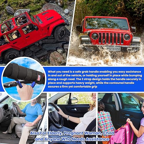 Miniatura 4 de Asas de agarre de barra antivuelco+mango de agarre para reposacabezas para Jeep Wrangler YJ TJ JK JKU JL JLU Sport Sahara Freedom Rubicon Unlimited