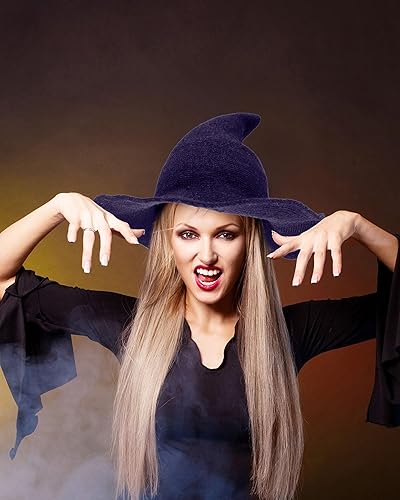 Miniatura 3 de 3 piezas de sombrero de bruja de Halloween, sombrero de bruja de lana cinitada, sombreros de mago para adultos para Halloween, accesorio de disfraz