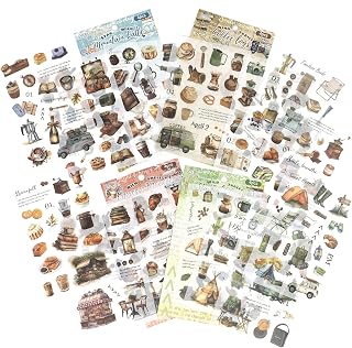 Vintage Coffee Washi Stickers for Scrapbooking – 270+ Aesthetic Cafe, Food, Dessert, Baking & Camping Stickers for Journals, Planners & DIY Crafts