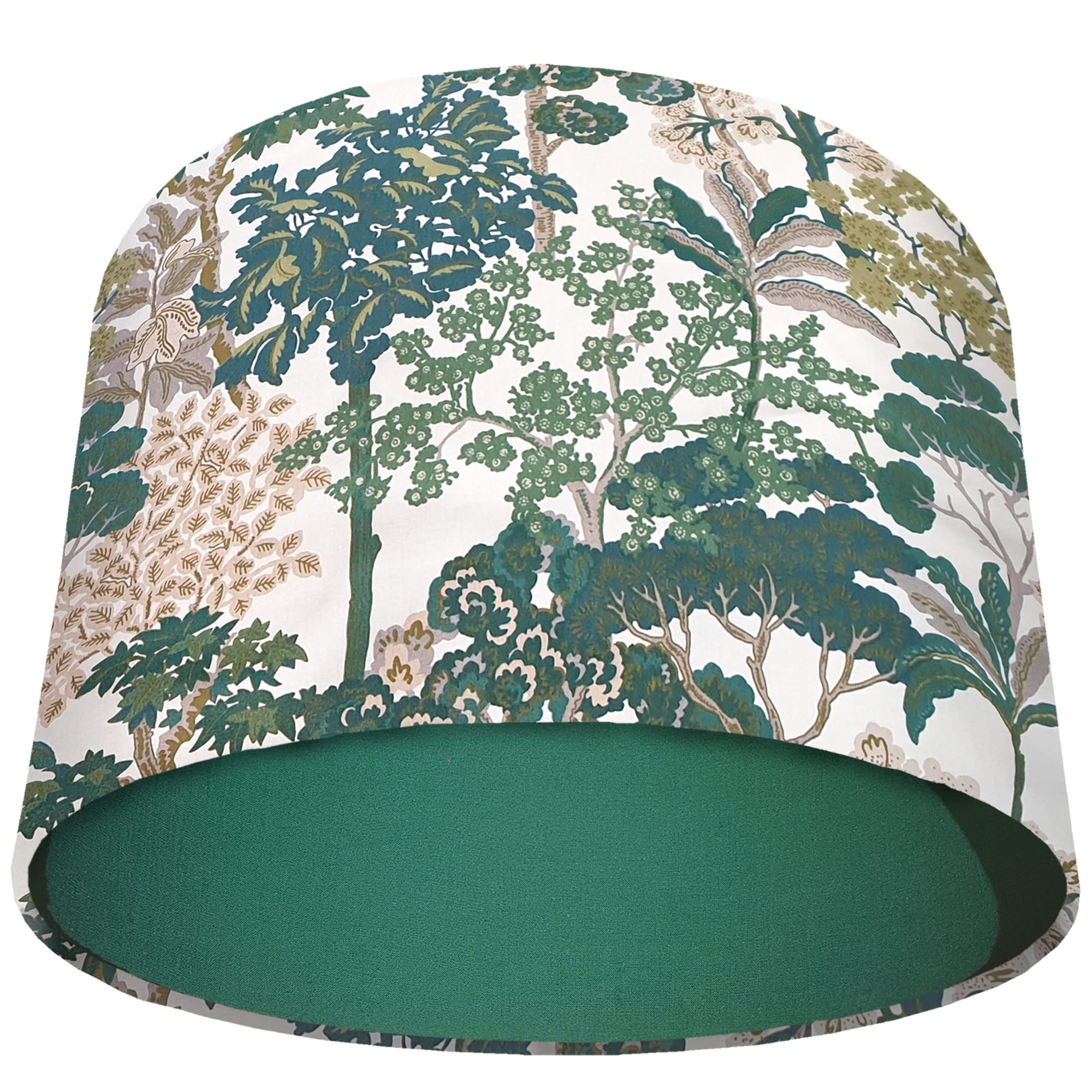 Green Lampshade with Choice of Colour Lining, Country and Nature Themed Tree Design (Green)